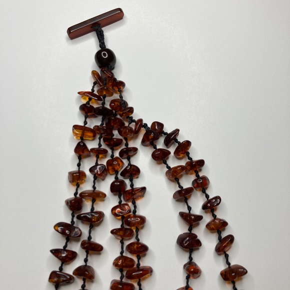 Six Strand Knotted Amber & Turquoise Necklace - Picture 7 of 8